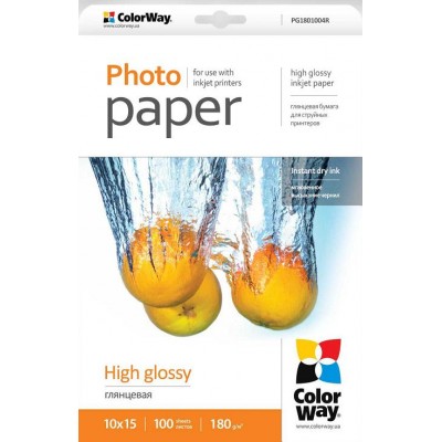 Папір ColorWay фото глянець  180g  10х15 * 100арк
