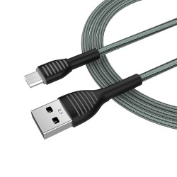 Кабель USB  AM to microUSB  1,0м  ColorWay  3.0A  сірий  (braided cloth)