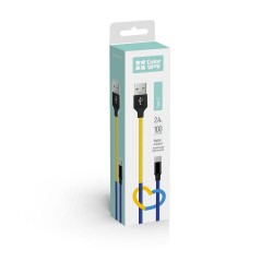 Кабель USB  AM to Type-C  1,0м  ColorWay  2.4A  синє-жовтий (national)