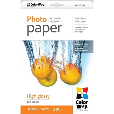 Бумага ColorWay фото глянцевая  230g  10х15 * 50л