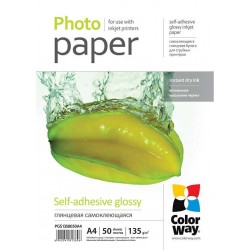 Бумага самоклеющаяся глянцевая ColorWay 135-80g / m2, A4, 50л