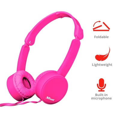 Навушники Trust   Nano On-Ear,  Mic,  Pink