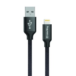 Кабель USB  AM to Lightning  1,0м  ColorWay  2.1A  черный