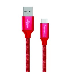 Кабель USB  AM to Type-C  1,0м  ColorWay  2.1A  красный