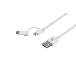 Кабель USB  AM to microUSB  1,0м  2E  2.4A  White  + Type C