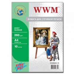 Полотно WWM натуральне бавовняне Fine Art,  260g  A4 * 10арк