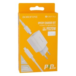 Зарядний пристрій USB  5G Borofone BA38A + cable TypeC - To Lightning