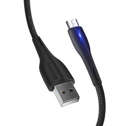 Кабель USB  AM to microUSB  1,0м  ColorWay  2.4A  черный  (PVC + LED)