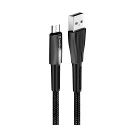 Кабель USB  AM to microUSB  1,0м  ColorWay  2.4A  черный  (zinc alloy + LED)